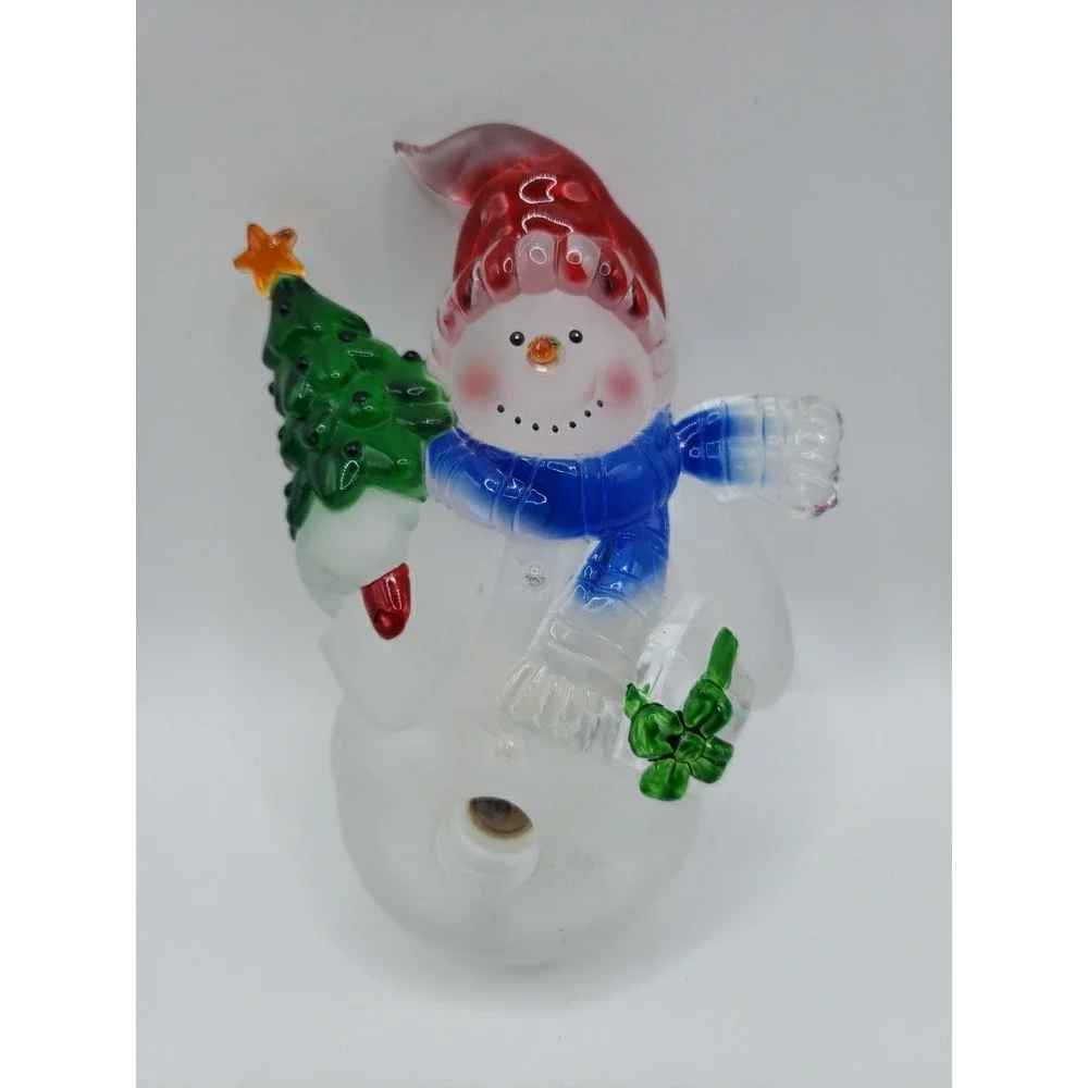 VTG Acrylic Snowman Night Light Holding Christmas Tree & Gifts - Sensor